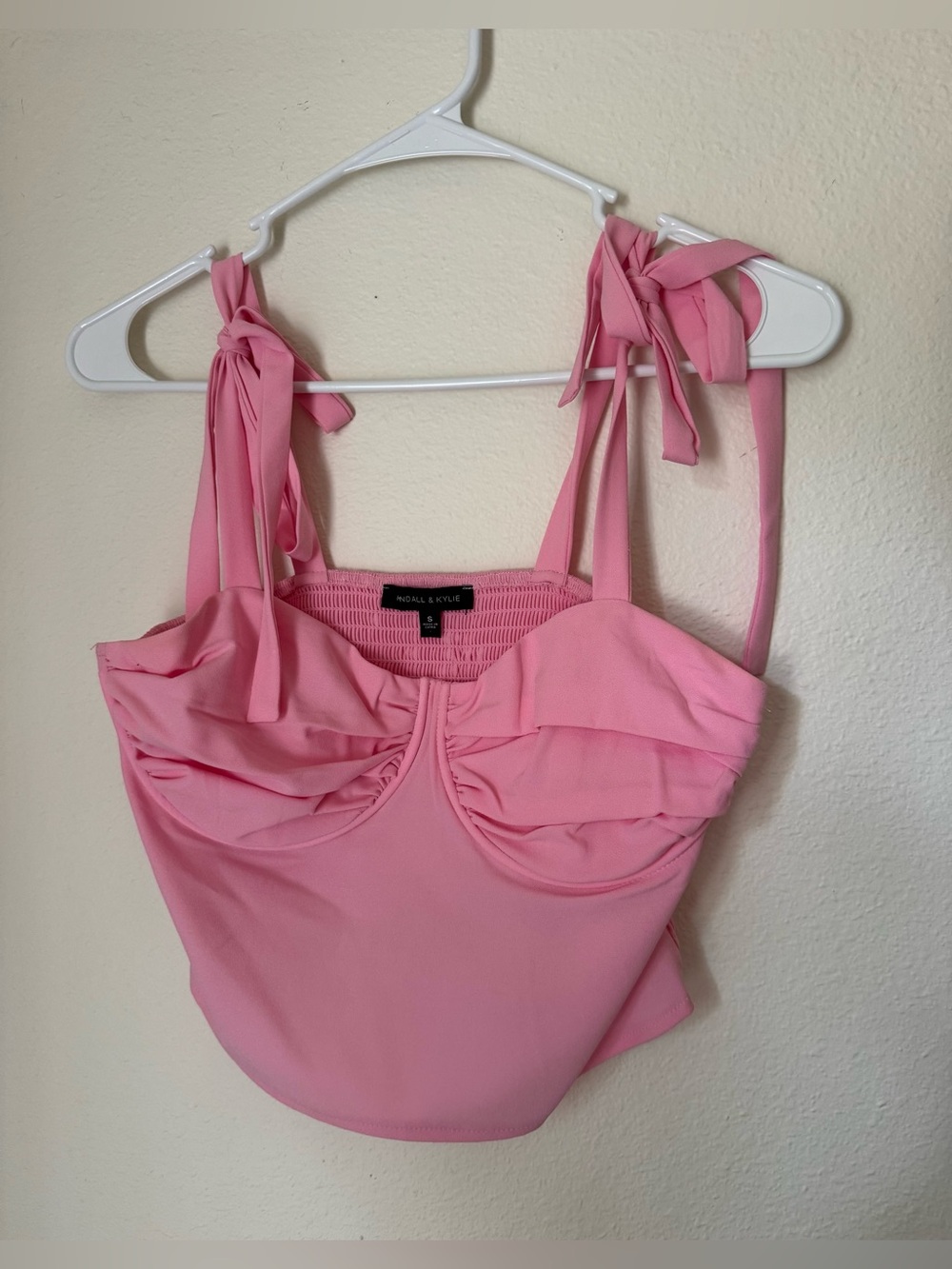 Kendall & Kylie Pink Tie-Shoulder Bustier Top | Size Small